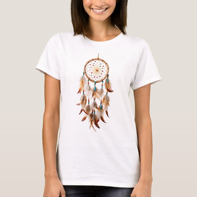 Native American Boho Dreamcatcher Tribal Foton T Shirt (Framsida)