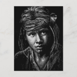 Native American Boy my 2004 drawing postcard Vykort