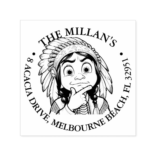 Native American Boy Shoc-tema Självfärgande Stämpel (Design)