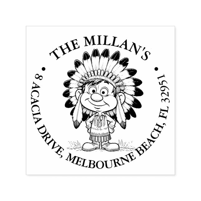 Native American boyens leende tema Självfärgande Stämpel (Design)