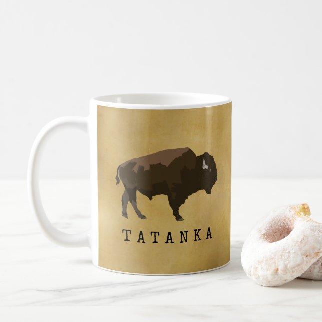 Native American Buffalo | Bison | Tatanka Teckning Kaffemugg (Med munk)