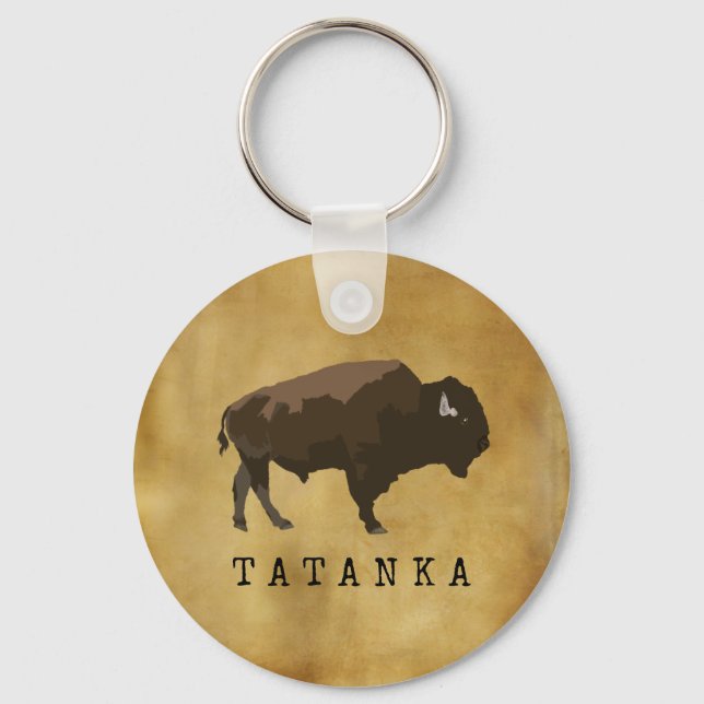 Native American Buffalo | Bison | Tatanka Teckning Nyckelring (Framsida)