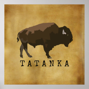 Native American Buffalo   Bison   Tatanka Teckning Poster