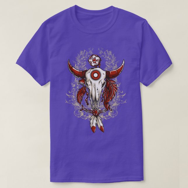 NATIVE AMERICAN BUFFALO SKULL T SHIRT (Design framsida)