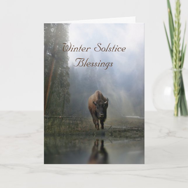 Native American Buffalo Winter Solstice Blessings Kort (Framsida)