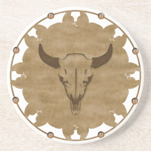 Native American Bull Skull Underlägg Sandsten