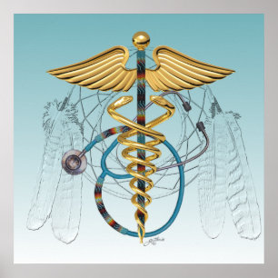 Native American Caduceus och Stethoscope Poster