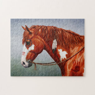 Native American Chestnut Pinto Krig Horse Pussel