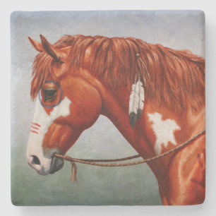 Native American Chestnut Pinto Krig Horse Stenunderlägg
