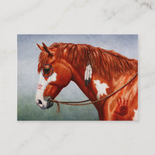 Native American Chestnut Pinto Krig Horse Visitkort