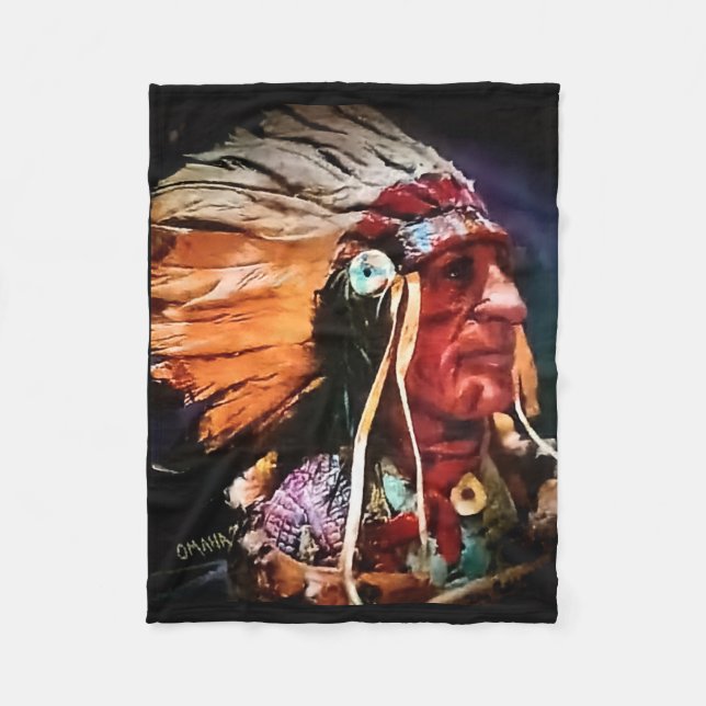 Native American Chief filtande Decken Fleecefilt (Framsidan)