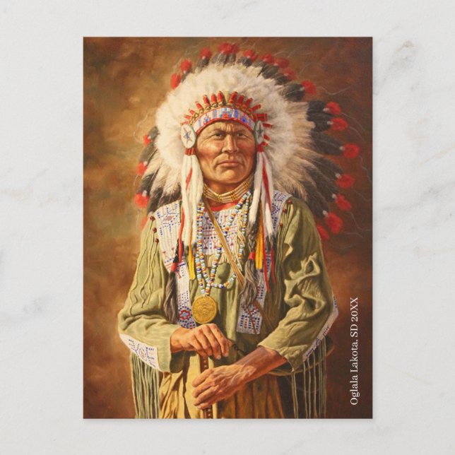 Native American Chief Lakota Vykort (Framsida)