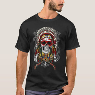 Native American Chief Pipe Skull Einternal Spirit T Shirt