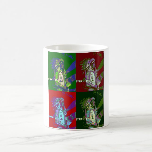 Native American Chief Pop Art Kaffemugg (Center)