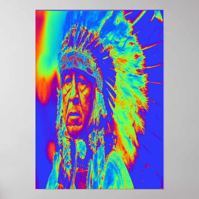 Native American Chief Pop Art Poster (Framsidan)
