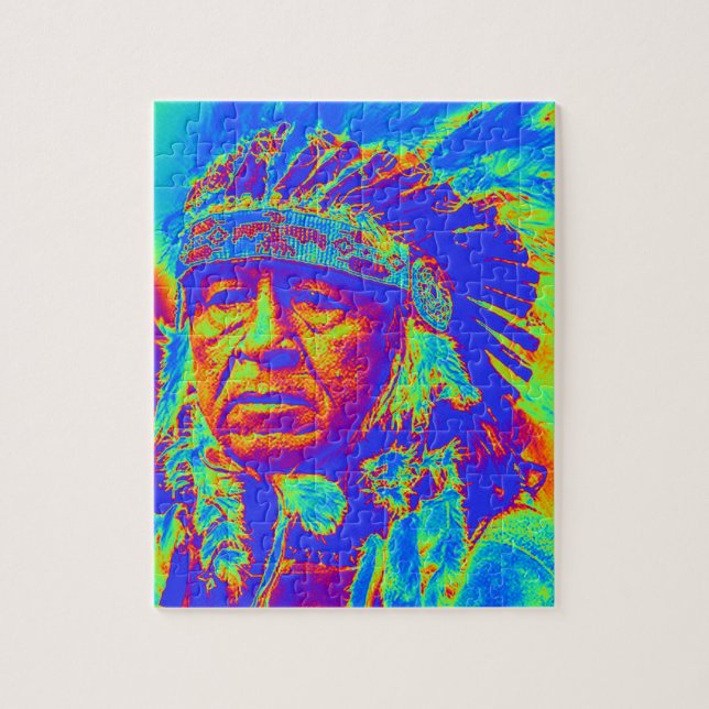 Native American Chief Pop Art Pussel (Vertikal)