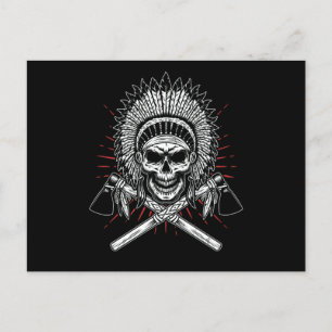 Native American Chief Skull Ax Vykort