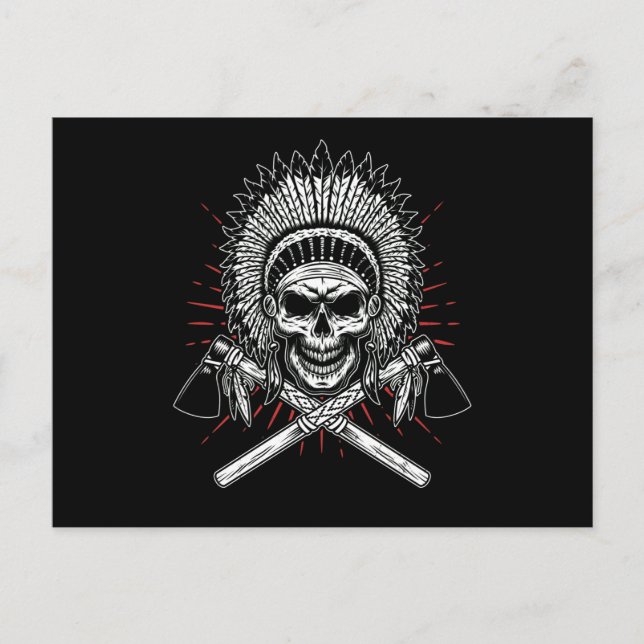 Native American Chief Skull Ax Vykort (Framsida)