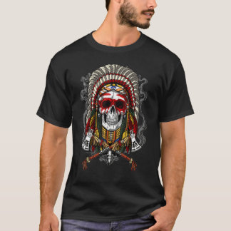 Native American Chief Skull T Shirt