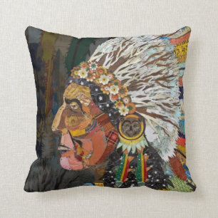 Native American Colorful Headdress Chief Kudde