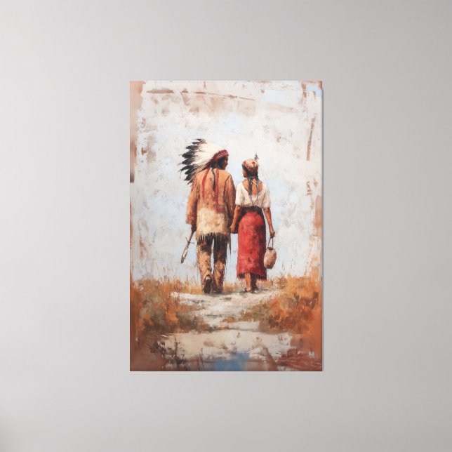 Native American Couple Canvas Print (Framsida)