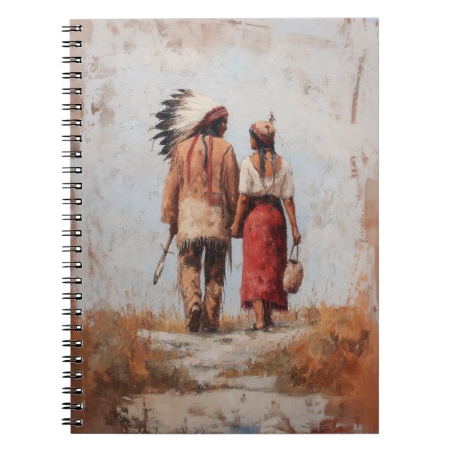 Native American Couple Spiral Notebook Anteckningsbok (Framsidan)