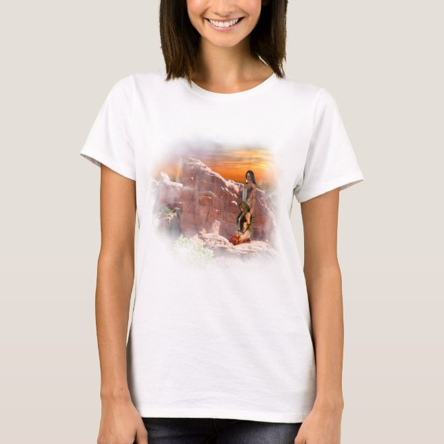 Native American Couple Vignette T-shirt (Framsida)