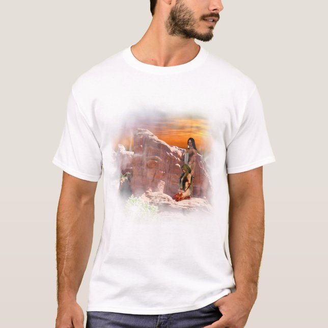 Native American Couple Vignette T-shirt (Framsida)