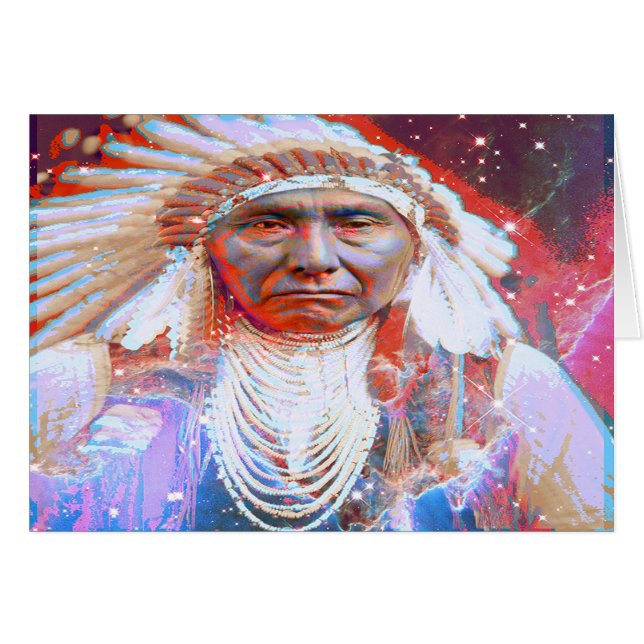 Native American Crazy Horse födelsedagskort Hälsningskort (Framsidan Horizontal)