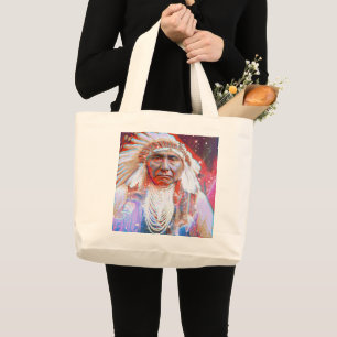 Native American Crazy Horse Large Tote Bag Jumbo Tygkasse