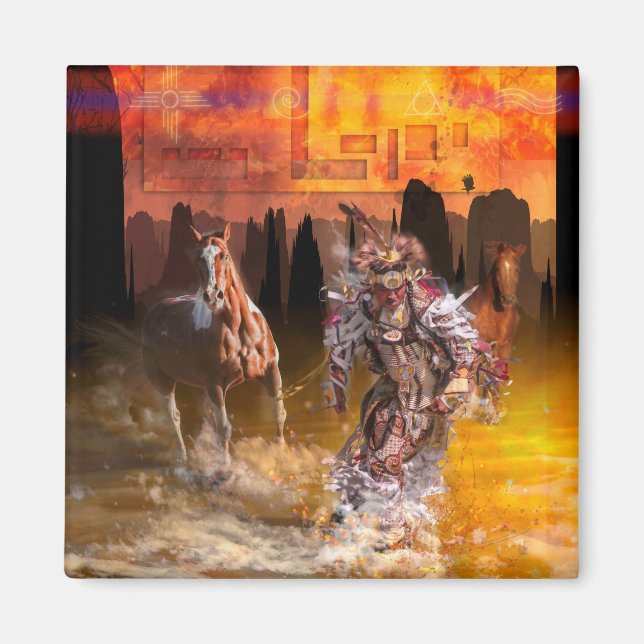 Native American Dancer "ROLLING THUNDER" Magnet (Framsidan)