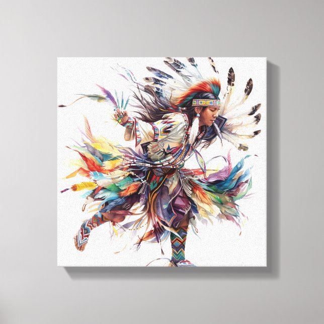 Native American Dancer Stretched Canvas Print (Framsida)