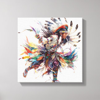 Native American-dansare Sträckt Canvastryck