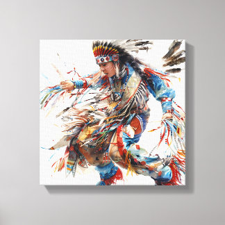 Native American Dansare Sträckt Canvastryck