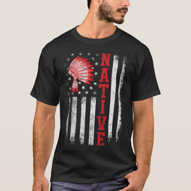 Native - American Day Usa Flag Cherokee Indigenous T Shirt (Framsida)