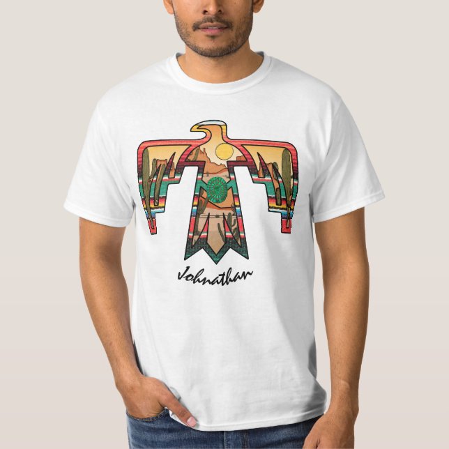 Native American Desert Thunderbird Editable namn T Shirt (Framsida)