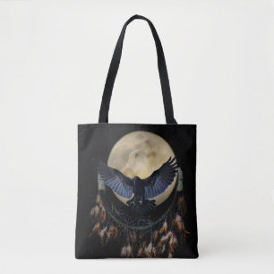 Native American Dream Catcher, Raven och Varg Tote Tygkasse