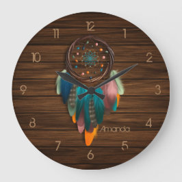 Native American Dreamcatcher Large Clock Stor Klocka