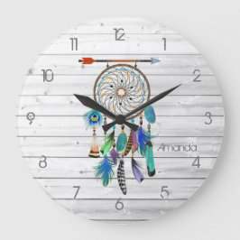 Native American Dreamcatcher Large Clock Stor Klocka
