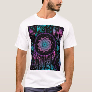 Native American Dreamcatcher Måne Mönster T Shirt