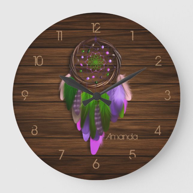 Native American Dreamcatcher Stor Klocka (Framsida)