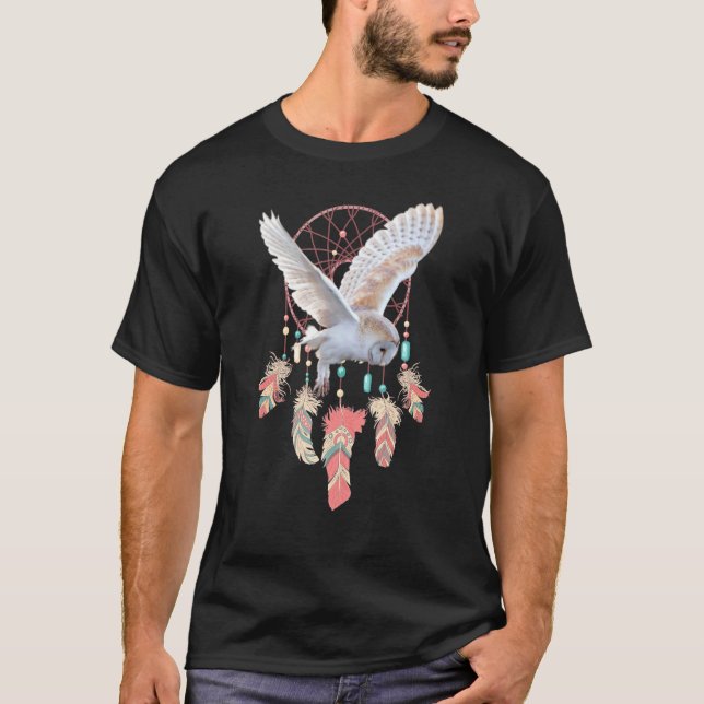 Native American Dreamcatcher Uggla Boho Andlig Dr. T Shirt (Framsida)