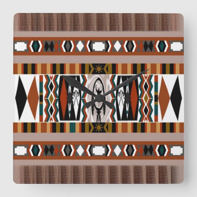 Native American Dreamcatcher Wall Clock Fyrkantig Klocka (Framsida)
