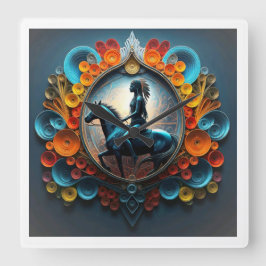 Native American Dreamscape Fyrkantig Klocka