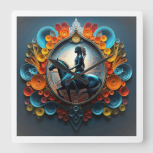 Native American Dreamscape Fyrkantig Klocka