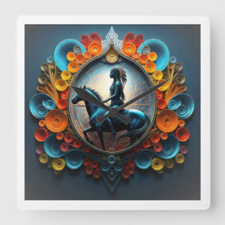 Native American Dreamscape Fyrkantig Klocka