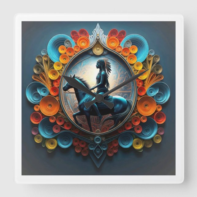 Native American Dreamscape Fyrkantig Klocka (Framsida)