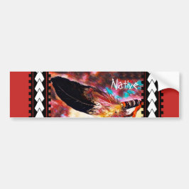 Native American Eagle Feather Colorful Red Auto Bildekal