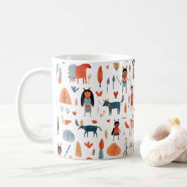 "Native American Ethnic Art Tribe children boho Kaffemugg