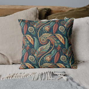 Native American Feather Swirl Terra Cotta Teal Kudde